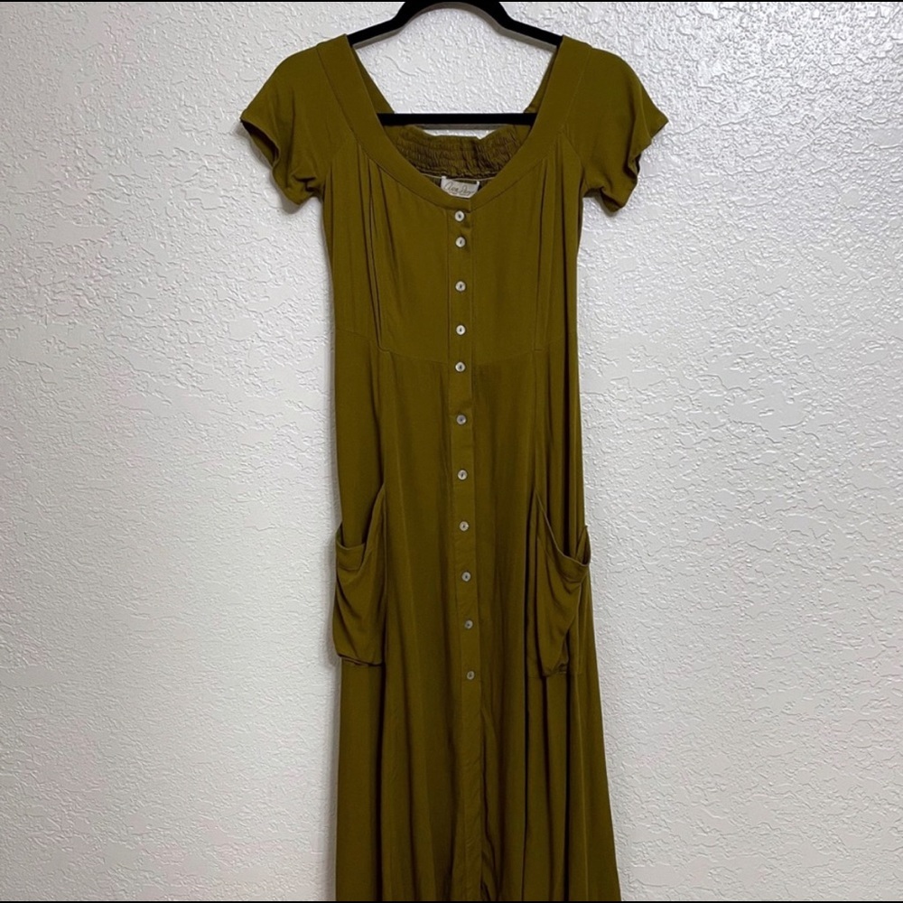 NWT Ava Sky Midi Margot Olive Green Ponds Dress